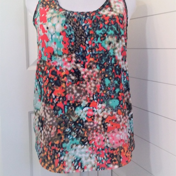 Olive & Oak Splatter Print Racer Back Tank Blouse - Picture 1 of 8